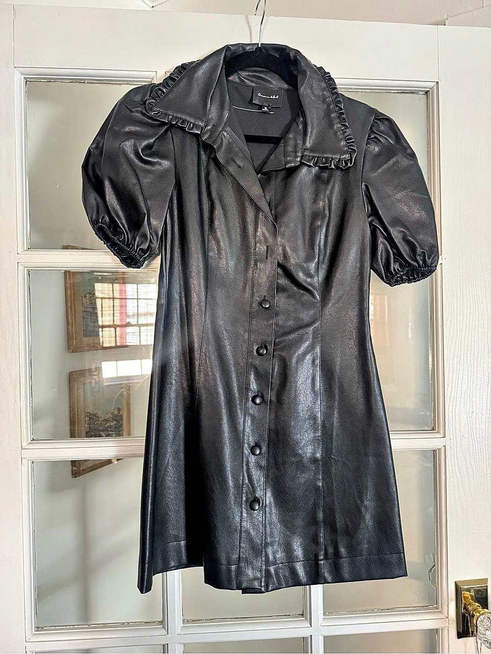 Line & Dot Shopbop Black Faux Leather Mini Dress Size XS